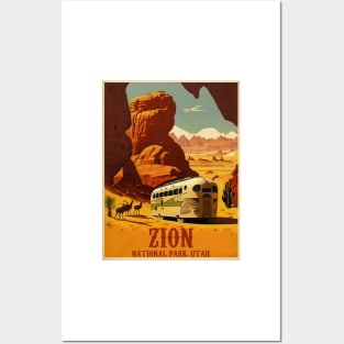 Zion National Park Utah Vintage Travel Art Poster Posters and Art